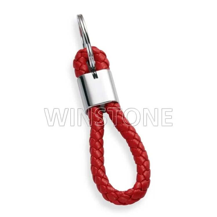 Braided Leather Loop Keychain