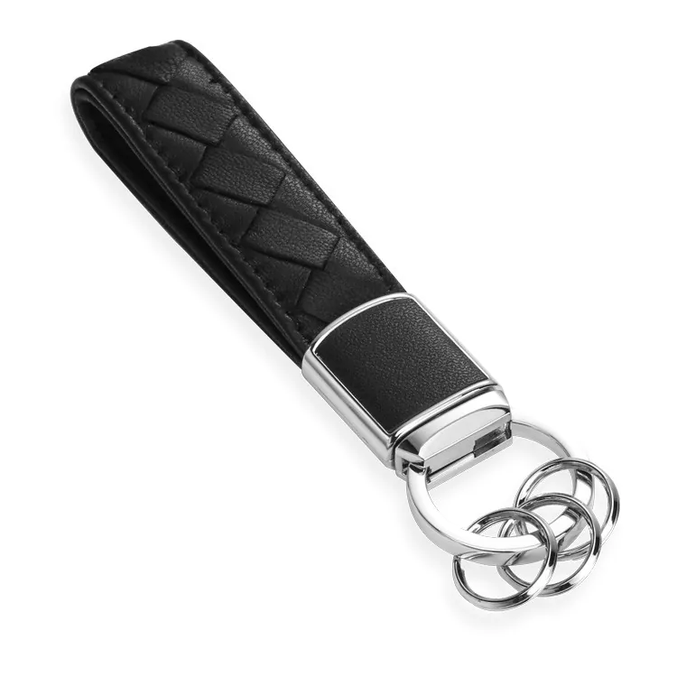 Quilted Leather Strap Keychain