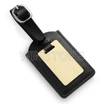 Leather Luggage Tag with Metal Plate