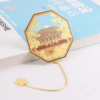 Octagon Bookmark with Chain Charm